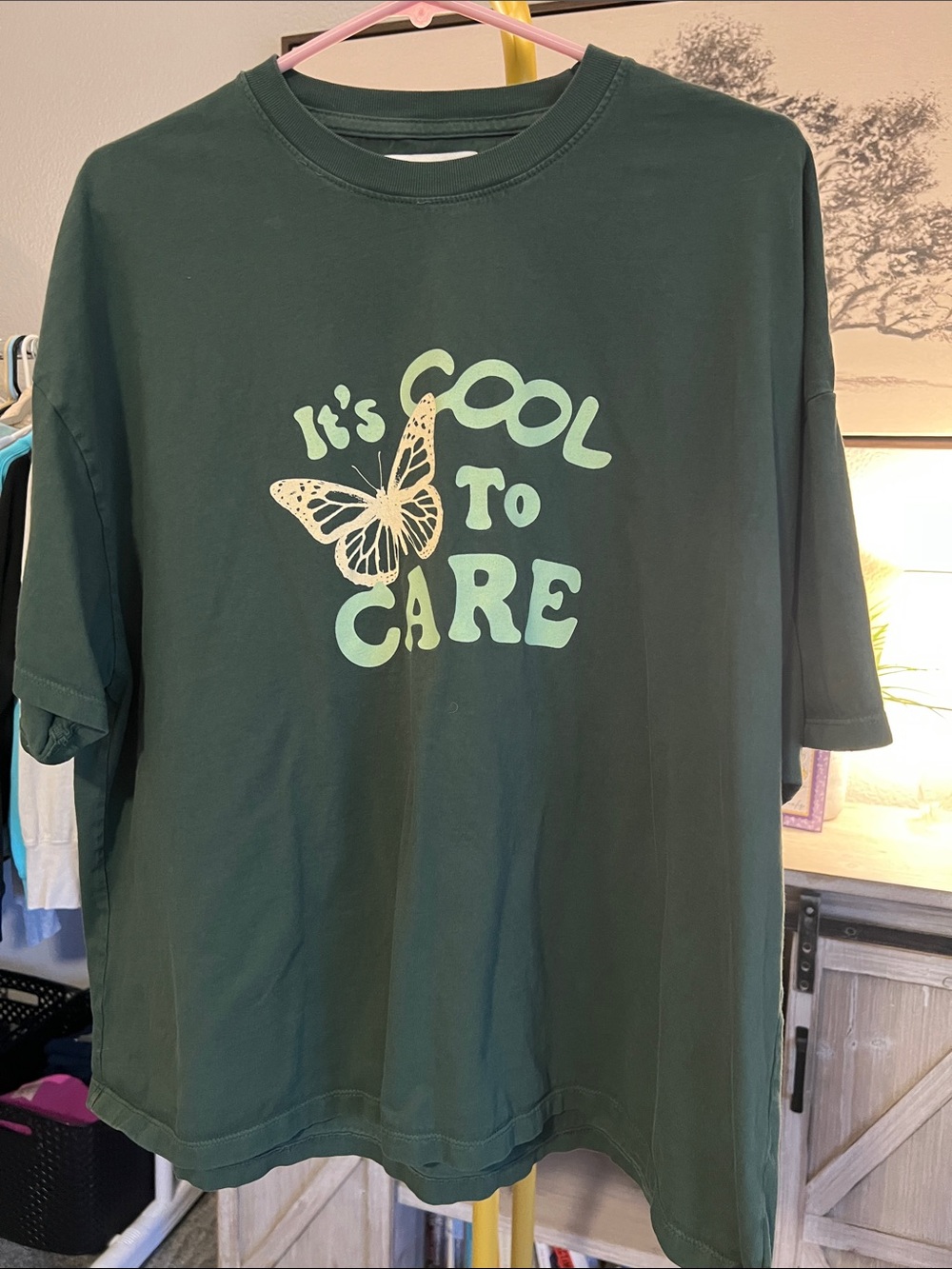 Lonely Ghost Graphic Tee - "It's Cool to Care" Women’s Size L/XL